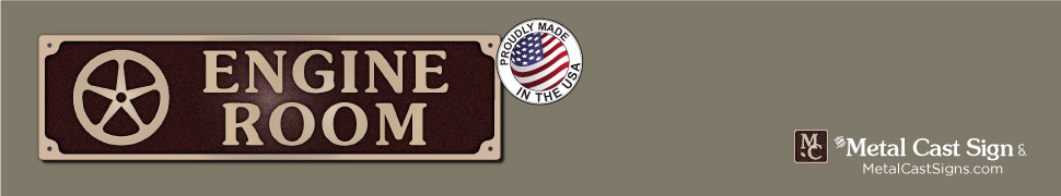 Engine Room sign - cast bronze banner