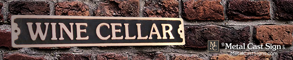 Wine Cellar sign - cast bronze banner